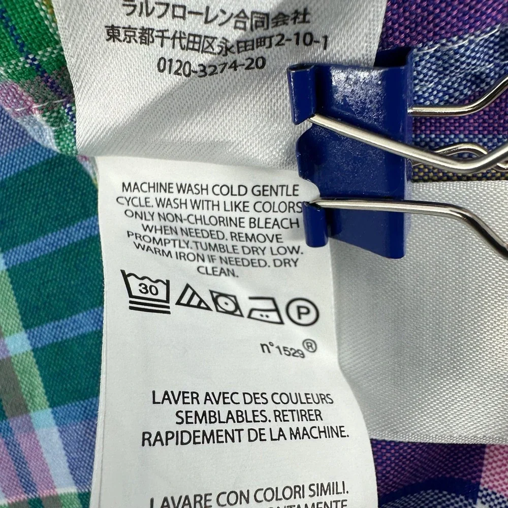 NWT Polo Ralph Lauren Mens 2XB Plaid Button Performance Multi Color New